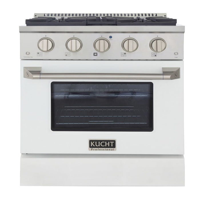 Kucht 30 Inch Pro-Style KDF Series Natural Gas Stainless Steel Dual Fuel Range with White Oven Door Main