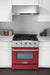 Kucht 30 Inch Professional 4.2 Cu. Ft. Liquid Propane Gas Stainless Steel Range with Sealed Burners and Convection Oven in Red Oven Door Attached