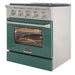 Kucht 30 Inch Professional 4.2 Cu. Ft. Liquid Propane Gas Stainless Steel Range with Sealed Burners and Convection Oven in Green Oven Door Side
