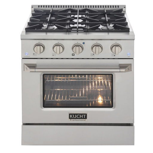 Kucht 30 Inch Professional 4.2 Cu. Ft. Liquid Propane Gas Stainless Steel Range with Sealed Burners and Convection Oven in Silver Oven Door Main