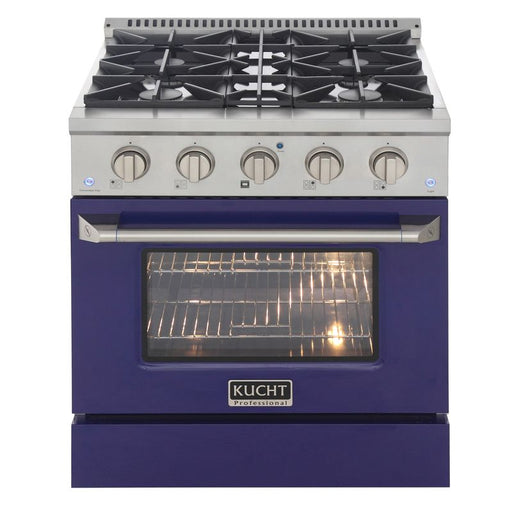 Kucht 30 Inch Professional 4.2 Cu. Ft. Natural Gas Stainless Steel Range with Sealed Burners and Convection Oven in Blue Oven Door Main