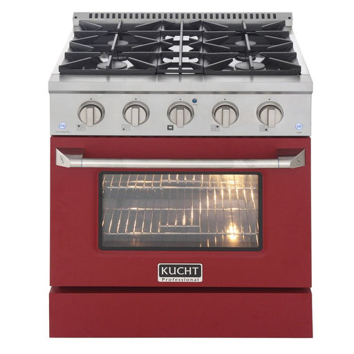 Kucht 30 Inch Professional 4.2 Cu. Ft. Natural Gas Stainless Steel Range with Sealed Burners and Convection Oven in Red Oven Door Main