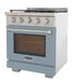 Kucht 30 Inch Professional KFX-X Series Liquid Propane Stainless Steel Range with Convection Oven in Light Blue Oven Door Side