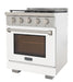 Kucht 30 Inch Professional KFX-X Series Natural Gas Stainless Steel Range with Convection Oven in White Oven Door Side