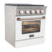 Kucht 30 Inch Professional KNG Series Customized Liquid Propane Gas Stainless Steel Range with White Oven Door RG Side