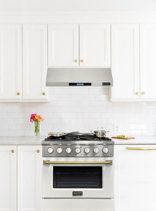 Kucht 30 Inch Professional KNG Series Customized Liquid Propane Gas Stainless Steel Range with White Oven Door G Attached