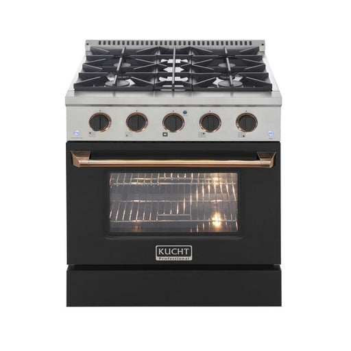 Kucht 30 Inch Professional KNG Series Customized Liquid Propane Gas Stainless Steel Range with Black Oven Door G Burners