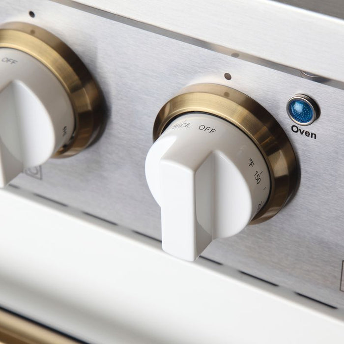 Kucht 30 Inch Professional KNG Series Customized Liquid Propane Gas Stainless Steel Range with White Oven Door G Knobs