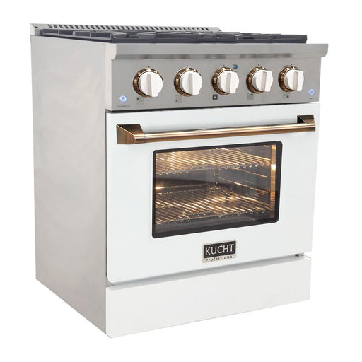 Kucht 30 Inch Professional KNG Series Customized Liquid Propane Gas Stainless Steel Range with White Oven Door G Side