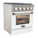 Kucht 30 Inch Professional KNG Series Customized Liquid Propane Gas Stainless Steel Range with White Oven Door G Side
