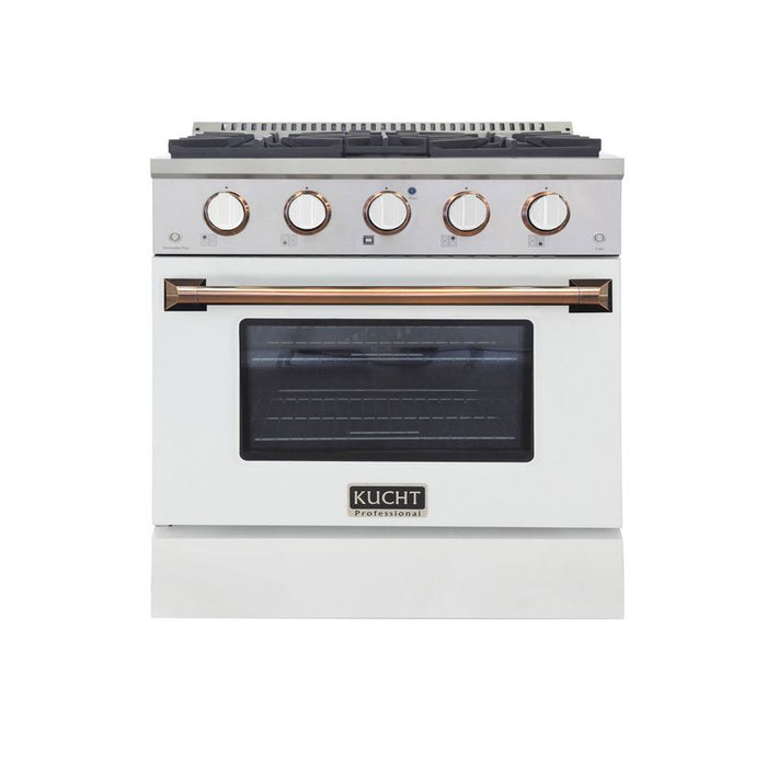 Kucht 30 Inch Professional KNG Series Customized Liquid Propane Gas Stainless Steel Range with White Oven Door G Main