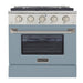 Kucht 30 Inch Professional KNG Series Liquid Propane Gas Stainless Steel Range with Sealed Burners and Convection Oven in Light Blue Oven Door Main