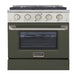 Kucht 30 Inch Professional KNG Series Liquid Propane Stainless Steel Range with Sealed Burners and Convection Oven in Olive Green Oven Door Main