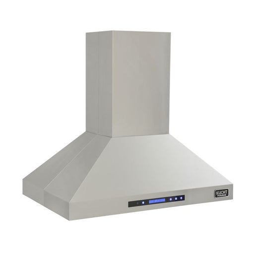 Kucht 36 Inch 900 CFM Stainless Steel Ducted Island Mount Range Hood with LCD display and Sensor Touch Controls Side