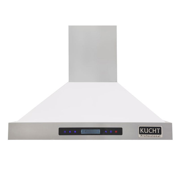 Kucht 36 Inch 900 CFM Stainless Steel Wall Mounted Range Hood with LCD Display, Sensor Touch Controls and Color Options White