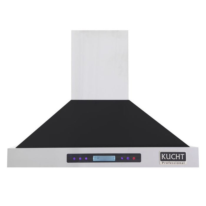 Kucht 36 Inch 900 CFM Stainless Steel Wall Mounted Range Hood with LCD Display, Sensor Touch Controls and Color Options Black