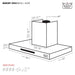 Kucht 36 Inch 900 CFM Stainless Steel Wall Mounted Range Hood with LCD Display and Sensor Touch Controls - KRH3611A Dimensions