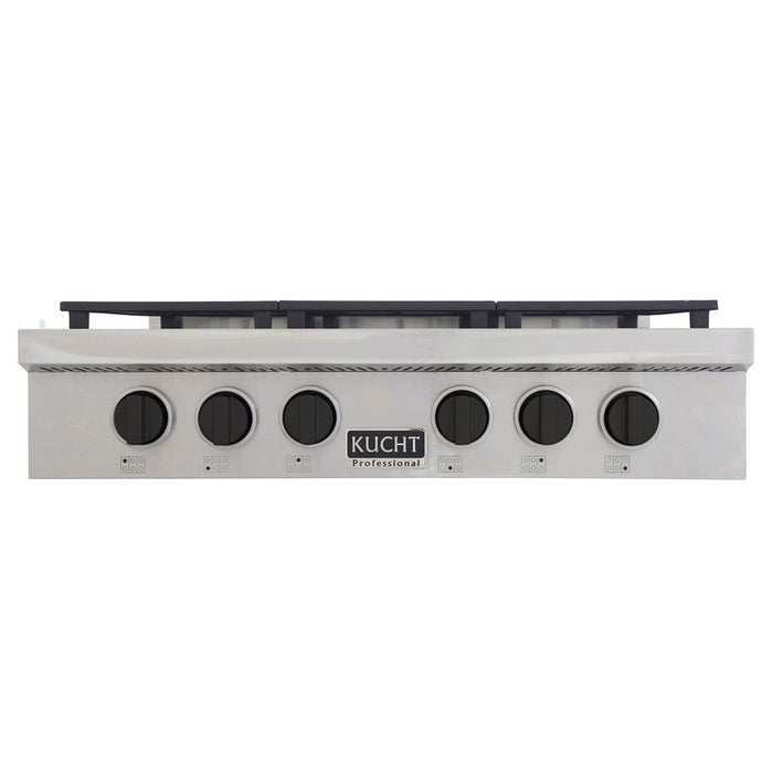 Kucht 36 Inch KFX Series Gas Range Top with Color Knobs Black