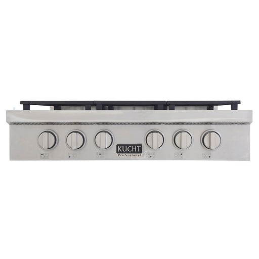 Kucht 36 Inch KFX Series Gas Range Top with Color Knobs Silver