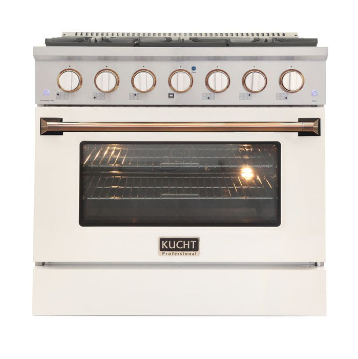 Kucht 36 Inch Pro-Class KDF Series Customized Liquid Propane Gas Stainless Steel Dual Fuel Range with White Oven Door G Main