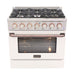 Kucht 36 Inch Pro-Class KDF Series Customized Natural Gas Stainless Steel Dual Fuel Range with White Oven Door RG Burners