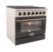 Kucht 36 Inch Pro-Class KDF Series Customized Natural Gas Stainless Steel Dual Fuel Range with Black Oven Door G Side