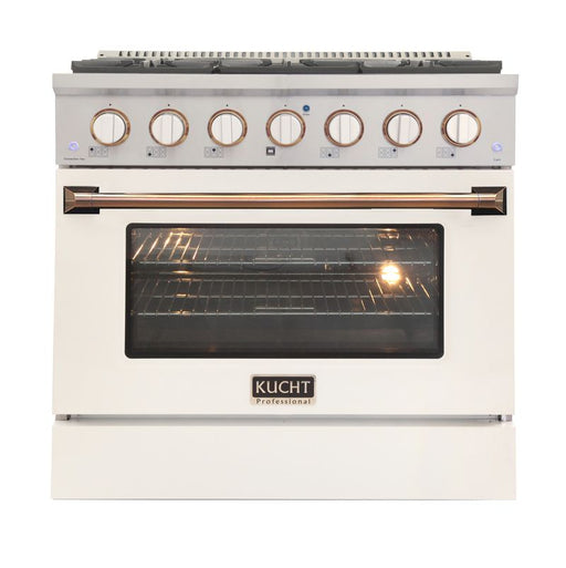 Kucht 36 Inch Pro-Class KDF Series Customized Natural Gas Stainless Steel Dual Fuel Range with White Oven Door Main
