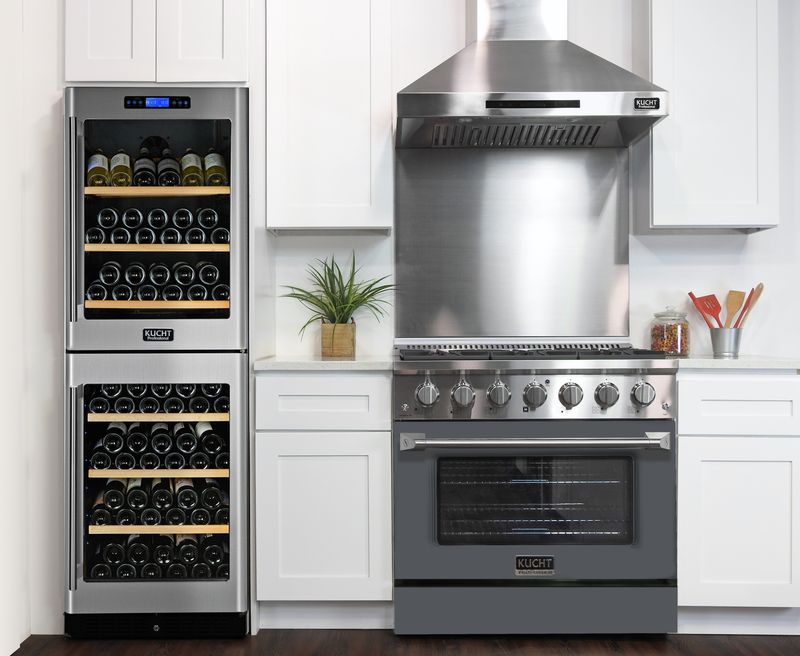 Kucht 36 Inch Pro-Class KDF Series Liquid Propane Gas Stainless Steel Dual Fuel Range with Grey Oven Door Attached