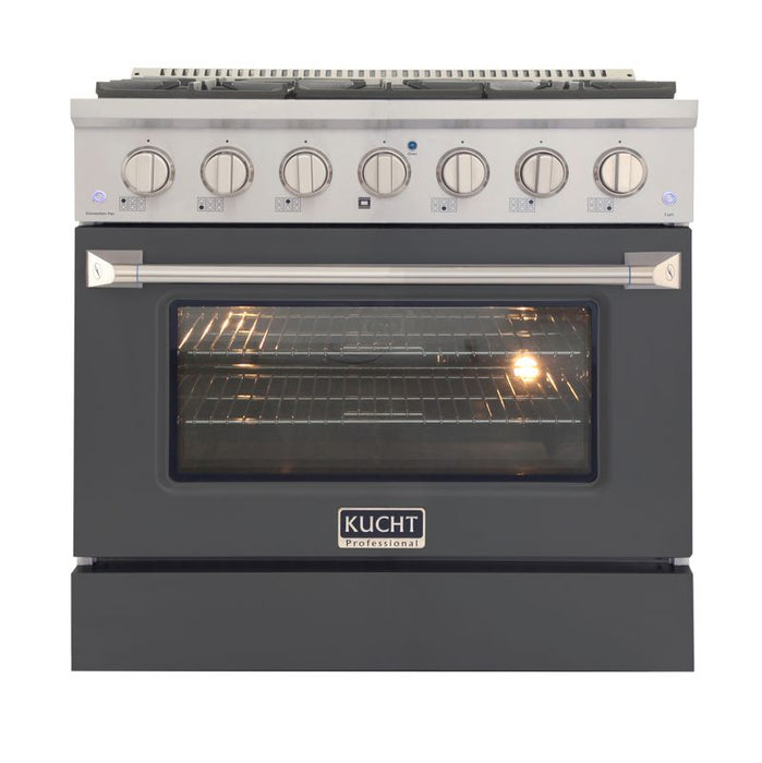 Kucht 36 Inch Pro-Class KDF Series Liquid Propane Gas Stainless Steel Dual Fuel Range with Grey Oven Door Main