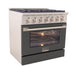 Kucht 36 Inch Pro-Class KDF Series Natural Gas Stainless Steel Dual Fuel Range with Grey Oven Door Side