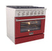 Kucht 36 Inch Pro-Class KDF Series Natural Gas Stainless Steel Dual Fuel Range with Red Oven Door Side