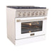 Kucht 36 Inch Pro-Class KDF Series Natural Gas Stainless Steel Dual Fuel Range with White Oven Door Side