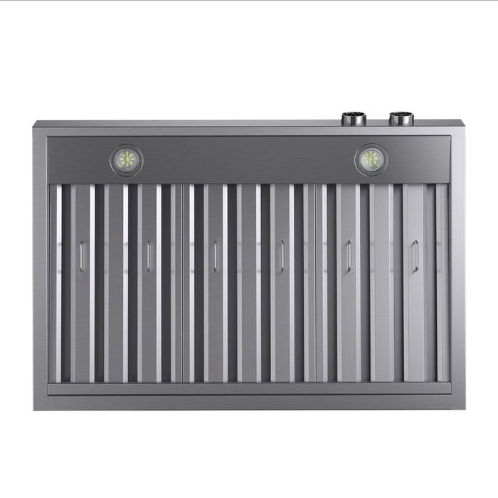 Kucht 36 Inch Pro-Style 900 CFM Classic Stainless Steel Wall Mounted Range Hood with Two Round Digital Dial Touchscreen Controls Filter