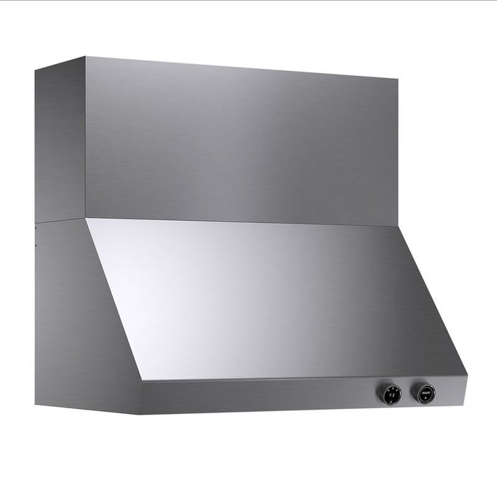 Kucht 36 Inch Pro-Style 900 CFM Classic Stainless Steel Wall Mounted Range Hood with Two Round Digital Dial Touchscreen Controls Side