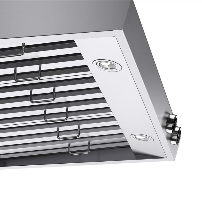 Kucht 36 Inch Pro-Style 900 CFM Stainless Steel Ducted Under Cabinet Range Hood with Two Round Digital Dial Touchscreen Controls Below