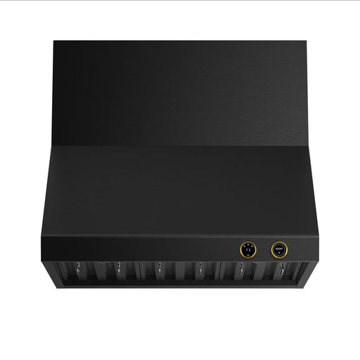 Kucht 36 Inch Pro-Style 900 CFM Titanium Stainless Steel Wall Mounted Gold Accents Range Hood with Two Round Digital Dial Touchscreen Controls Main