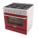 Kucht 36 Inch Professional 5.2 Cu. Ft. Liquid Propane Gas Stainless Steel Range with Sealed Burners and Convection Oven in Red Oven Door Side