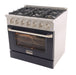 Kucht 36 Inch Professional 5.2 Cu. Ft. Natural Gas Stainless Steel Range with Sealed Burners and Convection Oven in Black Oven Door Side