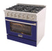 Kucht 36 Inch Professional 5.2 Cu. Ft. Natural Gas Stainless Steel Range with Sealed Burners and Convection Oven in Blue Oven Door Side