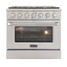 Kucht 36 Inch Professional 5.2 Cu. Ft. Natural Gas Stainless Steel Range with Sealed Burners and Convection Oven in Silver Oven Door Main