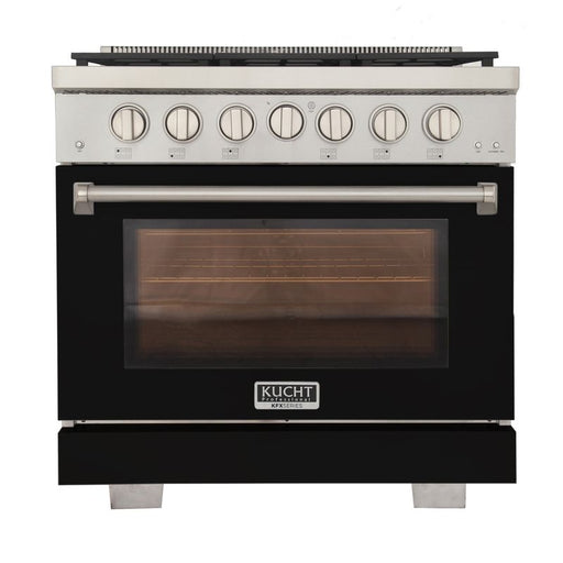 Kucht 36 Inch Professional KFX-X Series Liquid Propane Stainless Steel Range with Convection Oven in Black Oven Door Main