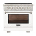 Kucht 36 Inch Professional KFX-X Series Liquid Propane Stainless Steel Range with Convection Oven in White Oven Door Main