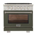 Kucht 36 Inch Professional KFX-X Series Natural Gas Stainless Steel Range with Convection Oven in Green Oven Door Main