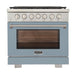 Kucht 36 Inch Professional KFX-X Series Natural Gas Stainless Steel Range with Convection Oven in Light Blue Oven Door Main