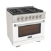 Kucht 36 Inch Professional KFX-X Series Natural Gas Stainless Steel Range with Convection Oven in White Oven Door Side