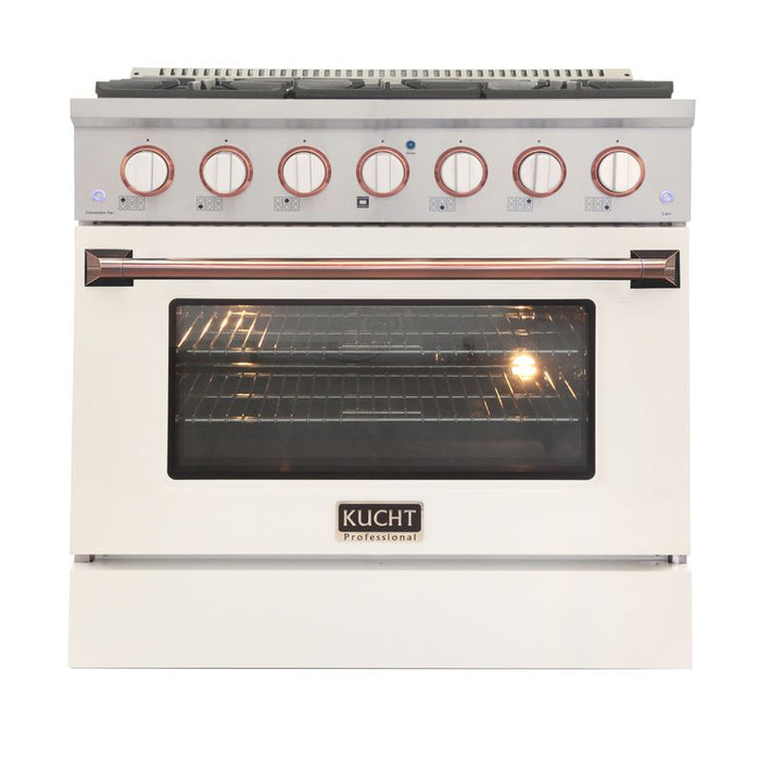 Kucht 36 Inch Professional KNG Series Customized Liqiuid Propane Gas Stainless Steel Range with White Oven Door RG Main