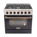 Kucht 36 Inch Professional KNG Series Customized Liqiuid Propane Gas Stainless Steel Range with Black Oven Door G Burners