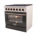 Kucht 36 Inch Professional KNG Series Customized Natural Gas Stainless Steel Range with Black Oven Door RG Side