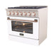 Kucht 36 Inch Professional KNG Series Customized Natural Gas Stainless Steel Range with White Oven Door RG Side