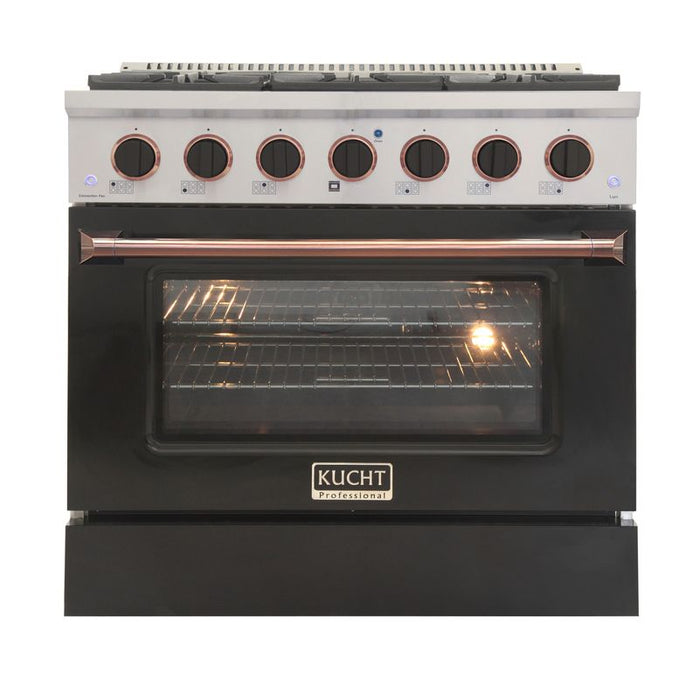 Kucht 36 Inch Professional KNG Series Customized Natural Gas Stainless Steel Range with Black Oven Door RG Main